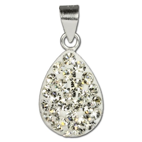 SilberDream Glitzer Anhänger Tropfen Zirkonia Kristalle weiß GSH202W