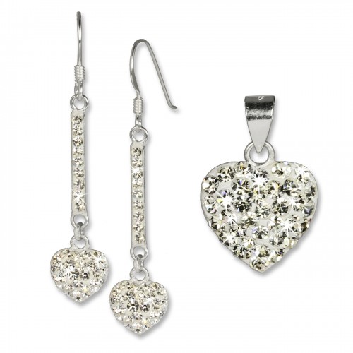 SilberDream Set Herz Anhänger Ohrringe Zirkonia Silber weiß GSS041