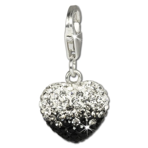 SilberDream Glitzer Charm Herz Swarovski Elements schwarz ICE GSC006