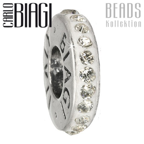 Carlo Biagi Zirkonia Bead Kristall Rondell wei Europ Beads BBCRD01C