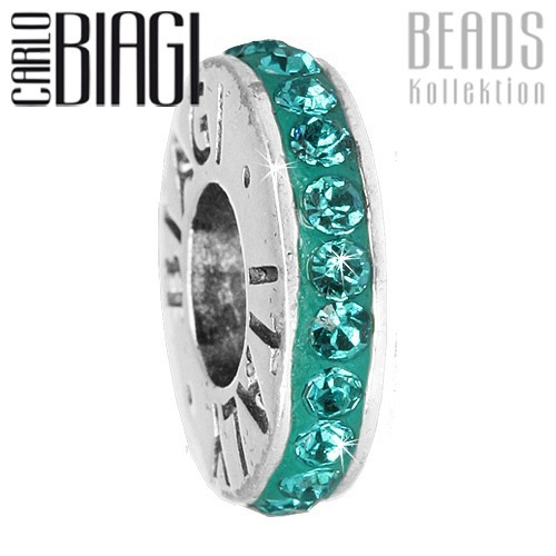 Carlo Biagi Zirkonia Bead Kristall Rondell aqua Europ Beads BBCRD01AQ