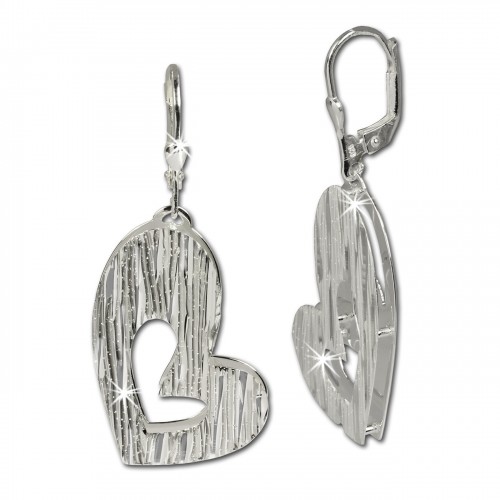 SilberDream Ohrhänger Doppelherz 925 Sterling Silber Ohrring SDO324