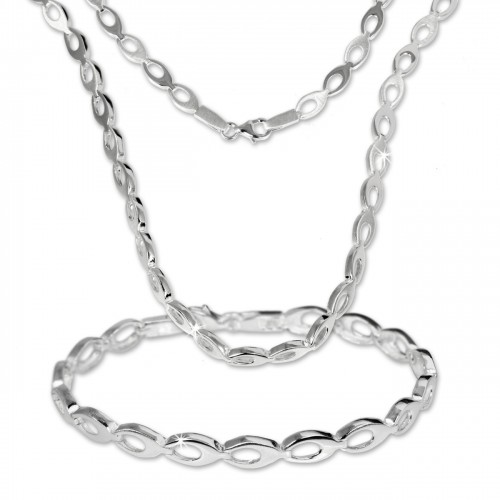 SilberDream Schmuck Set Collier Armband oval offen 925 Silber SDS401