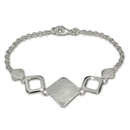 SilberDream Armband Karo mattglänzend 925 Sterling Silber 19cm SDA409