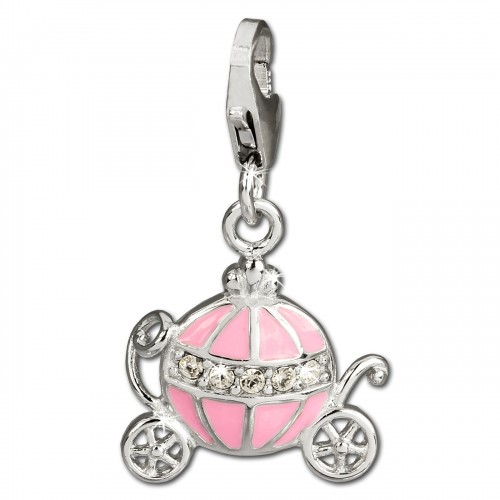 SilberDream Charm Kutsche rosa 925 Silber Armband Anhänger FC674