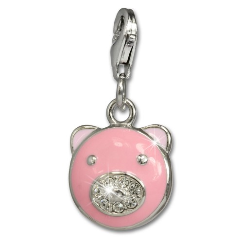 SilberDream Charm Schwein Zirkonia 925er Armband Anhänger FC665