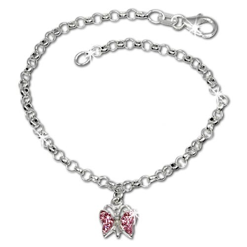 SilberDream Kinder Armband Schmetterling rosa 16cm Silber SDA024