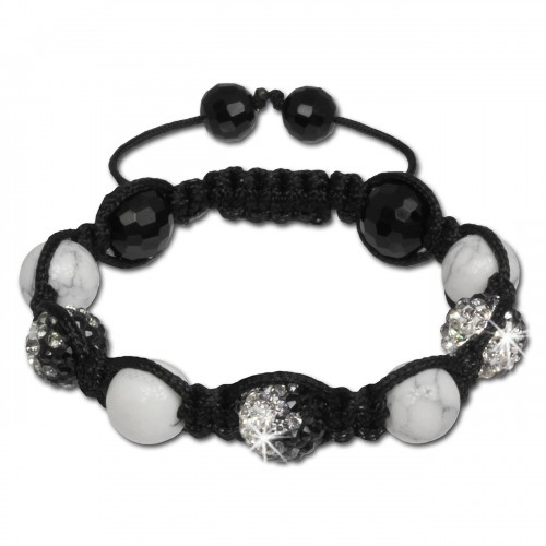 SilberDream Shamballa Armband Zirkonia Kugeln weißschwarz SDA929