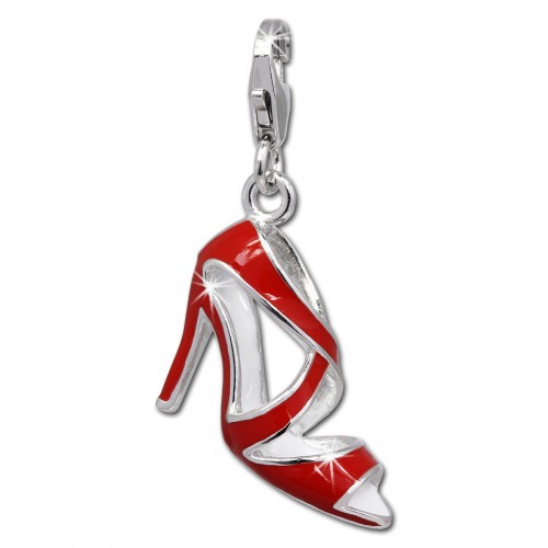 SilberDream Charm Schuh High Heel rot 925er Armband Anhänger FC688