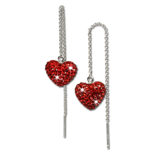 SilberDream Glitzer Ohrhänger Herz rot Swarovski Elements 925 GSO211R