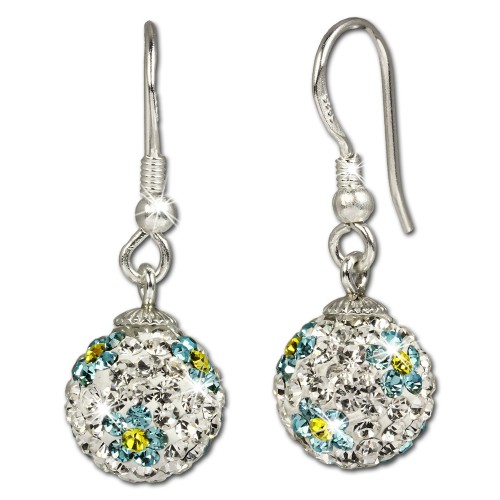 SilberDream Glitzer Ohrringe Swarovski Elements Blume türkis GSO302