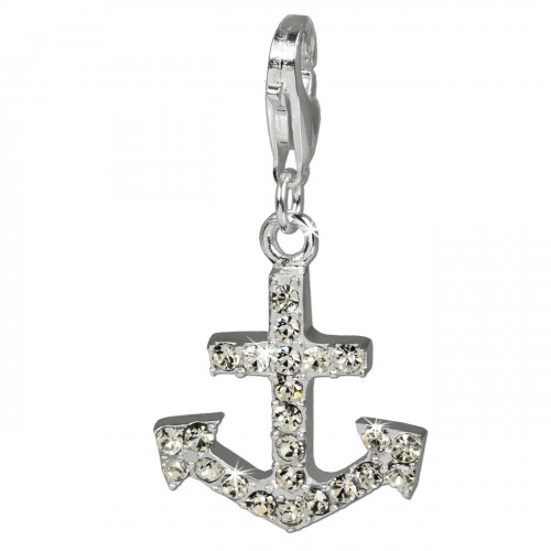 SilberDream Glitzer Charm Anker Swarovski Elements weiss GSC212