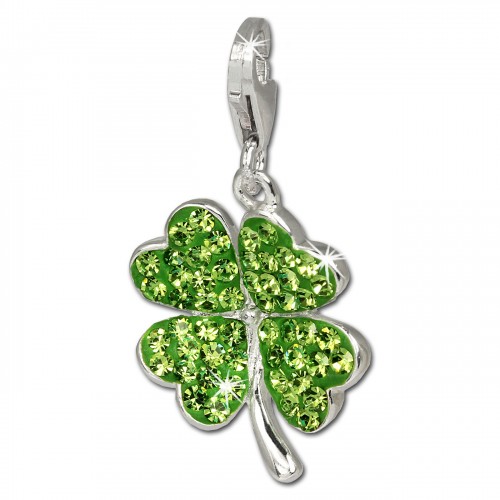 SilberDream Glitzer Charm Kleeblatt Swarovski Elements grün GSC215G