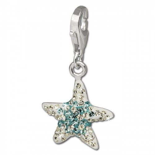 SilberDream Glitzer Charm Seestern blau Swarovski Elements 925 GSC307
