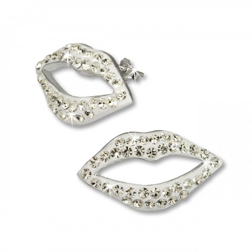 SilberDream Glitzer Ohrstecker Lippen weiß Swarovski Elements GSO214W