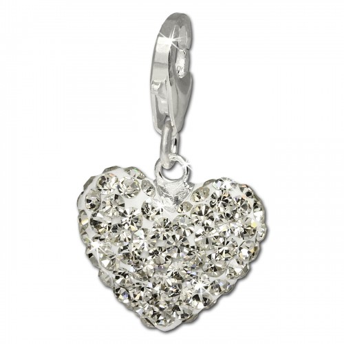 SilberDream Charm Glitzer Herz weiß Swarovski Elements 925 GSC216W