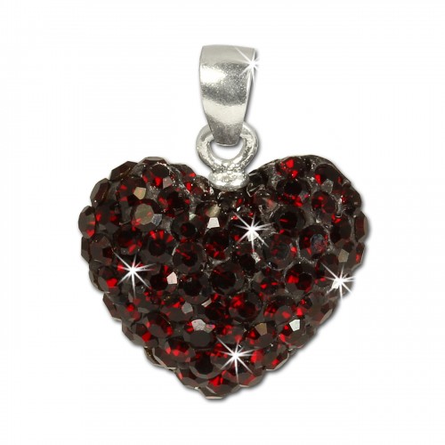 SilberDream Glitzer Anhänger Herz Zirkonia Kristalle rot 925 GSH205D