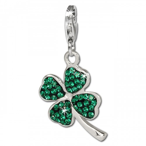 SilberDream Glitzer Charm Kleeblatt grün Zirkonia Kristalle GSC513G