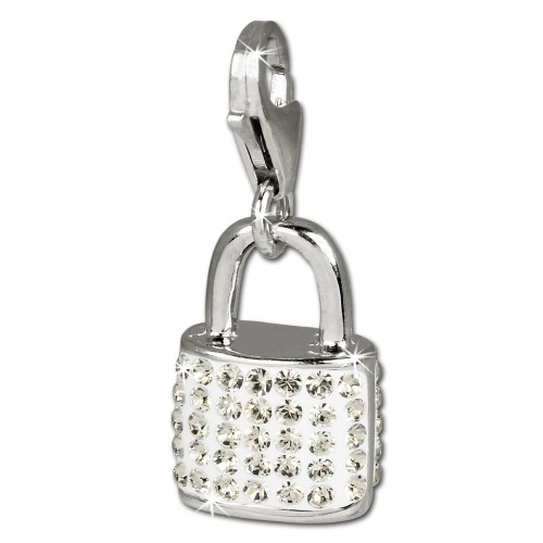 SilberDream Glitzer Charm Schloss weiß Zirkonia Kristalle 925 GSC514W