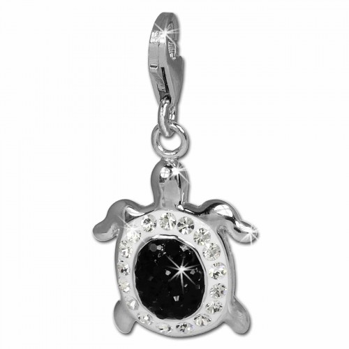 SilberDream Glitzer Charm Schildkröte schwarz Zirkonia Kristalle GSC536S