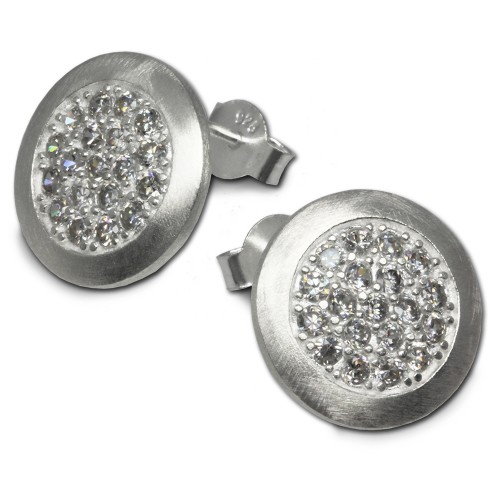 SilberDream Glitzer Ohrstecker Zirkoniascheibe weiß 925 Silber GSO219W