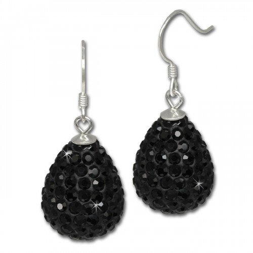 SilberDream Glitzer Ohrhänger Tropfen schwarz Zirkonia 925er GSO220S