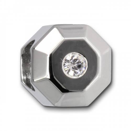 Amello Megabead Edelstahl 8-Eck Swarovski Elements Armbandbead AMZ314W