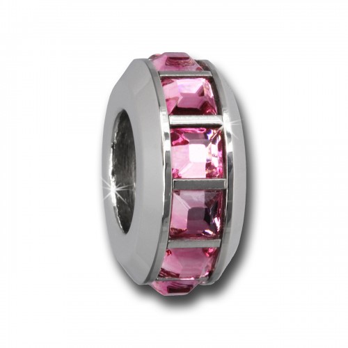 Amello Megabead Stahl Rad Swarovski Elements rosa Armbandbead AMZ312A