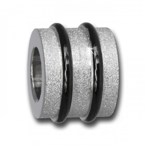Amello Megabeads Stahl Bead Zylinder diamantiert Armbandbead AMB415S