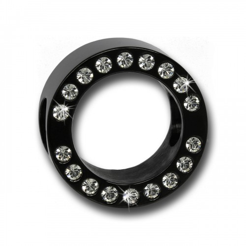Amello Megabead Stahl Swarovski Elements Rad schwarz Armband AMZ105S