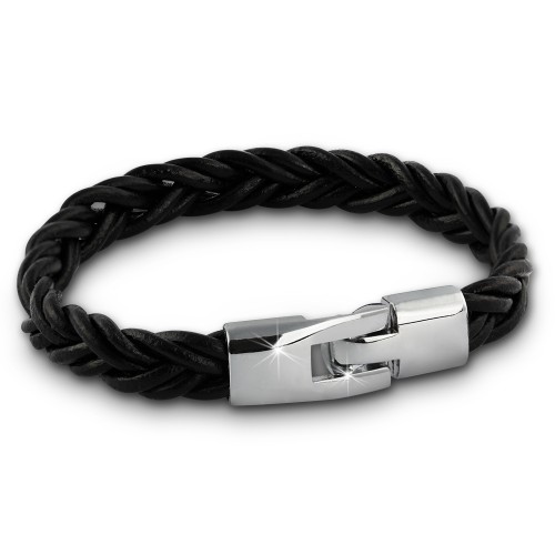 SilberDream Lederarmband schwarz Unisex Leder Armband LAC786S