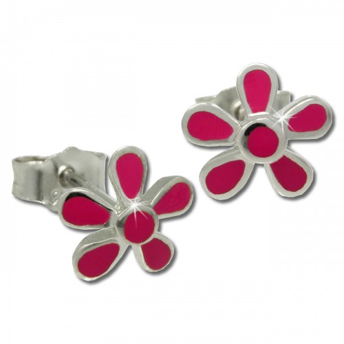 Kinder Ohrring Blume pink Silber Ohrstecker Kinderschmuck TW SDO209P
