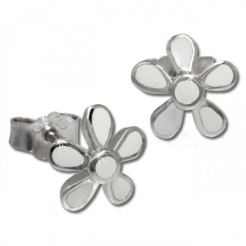 Kinder Ohrring Blume wei Silber Ohrstecker Kinderschmuck TW SDO209W