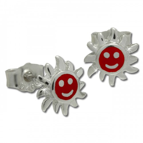 Kinder Ohrring Sonne rot Silber Ohrstecker Kinderschmuck TW SDO201R