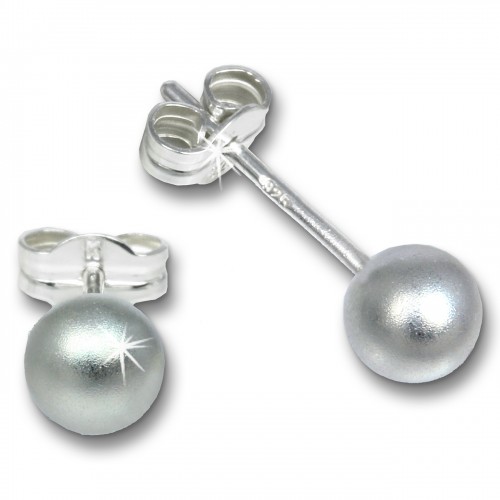 SilberDream Ohrringe Kugel 5mm matt 925er Silber Ohrstecker SDO5545
