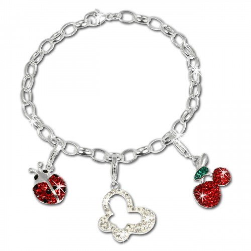 SilberDream Charm Glitzerset Natur 925 Silber Armband Anhänger FCA141