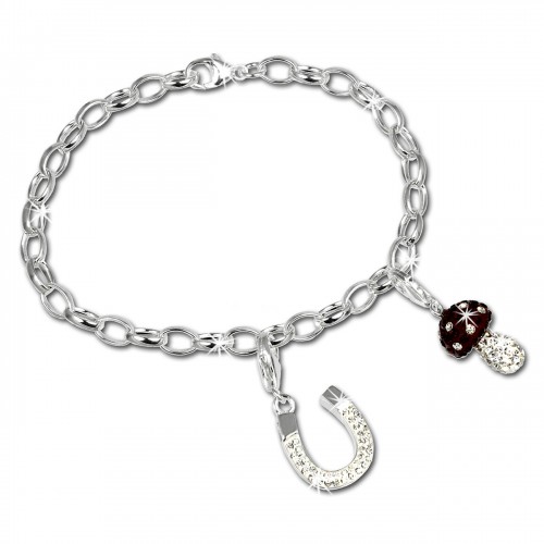SilberDream Charm Glitzerset Glück 925 Silber Armband Anhänger FCA145