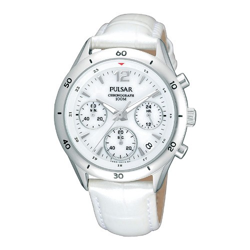 Pulsar Damenuhr Chronograph weiss Sport Uhren Kollektion UPT3095