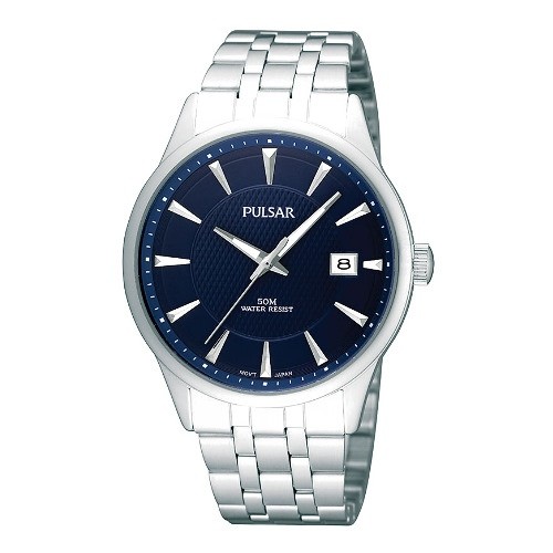 Pulsar Herrenuhr mit Metallband blau Klassik Uhren Kollektion UPS9025