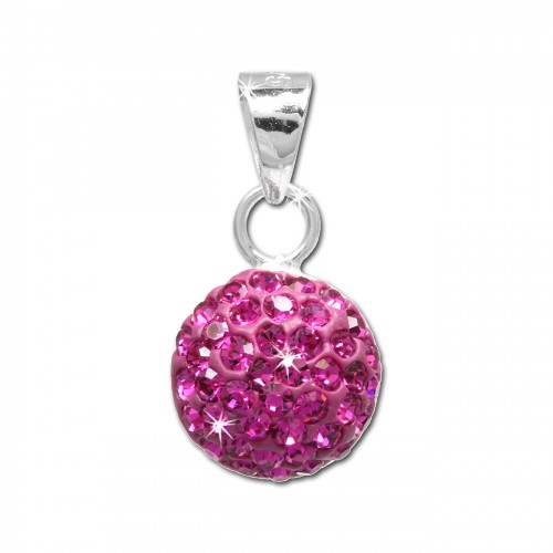 SilberDream Glitzer Anhänger rund Zirkonia Kristalle pink 925 GSH206P