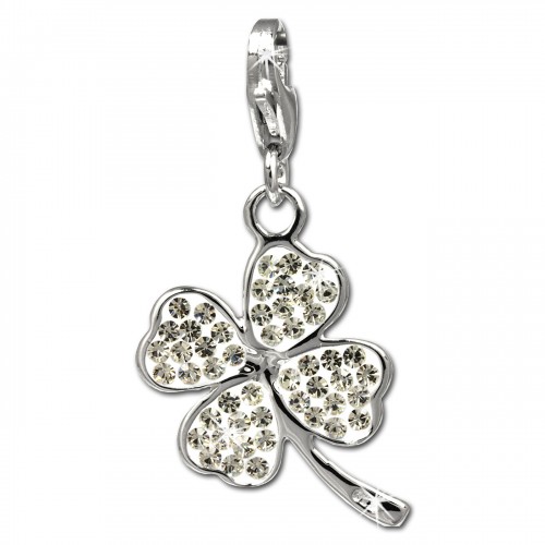 SilberDream Glitzer Charm Kleeblatt weiß Zirkonia Kristalle GSC513W