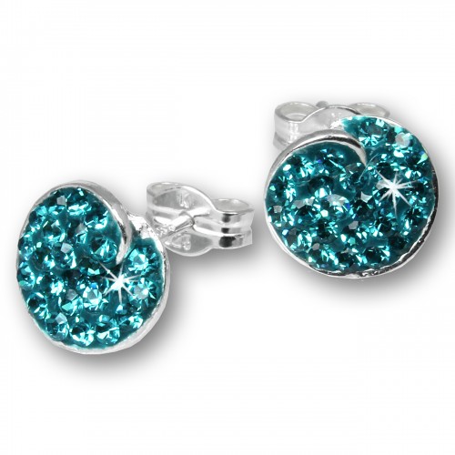 SilberDream Glitzer Ohrstecker Round türkis Swarovski Elements GSO216T