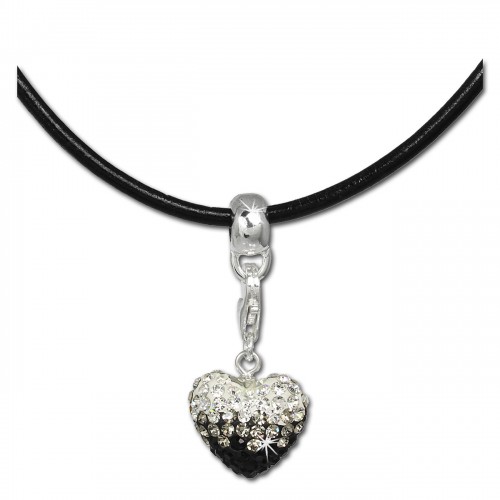 SilberDream Kette Glitzerset Herz 925er Lederkette Anhänger FCA146