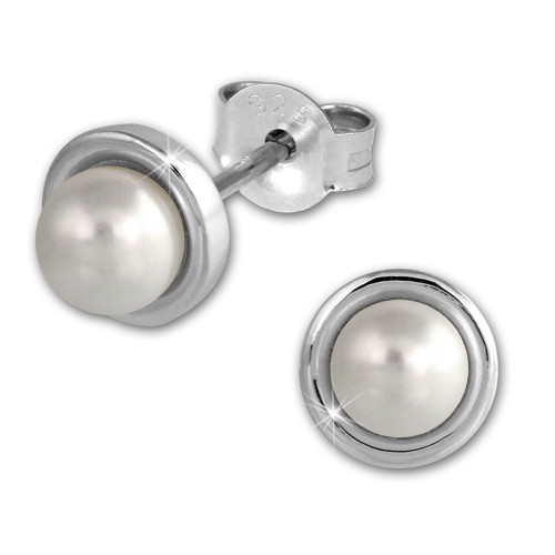 SilberDream Ohrring Swasser Perle 8mm wei Ohrstecker Silber SDO2508