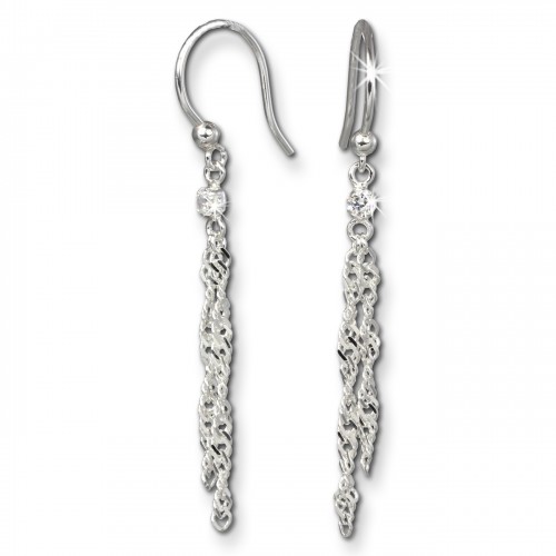 SilberDream Ohrringe 2-Kettchen Zirkonia 925 Silber Ohrhnger SDO560