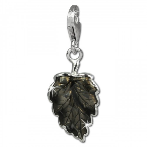 SilberDream Charm Blatt braungrau 925 Silber Armband Anhänger FC820N