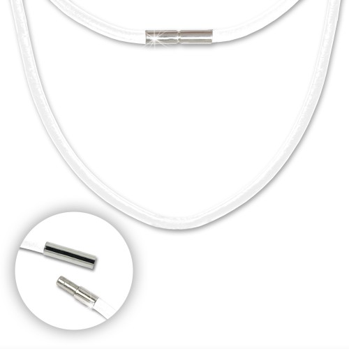 SilberDream Leder Kette 60cm wei 3mm Bajonett fr Charms SML1160