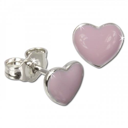 Kinder Ohrring Herz rosa Silber Ohrstecker Kinderschmuck TW SDO601A