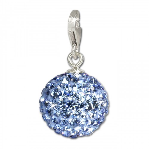 SilberDream Glitzer Charm Kugel hellblau Swarovski Elements GSC218H