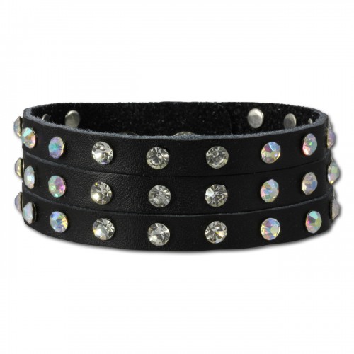 SilberDream Lederarmband schwarz CZ Damen Leder Armband LAC222S